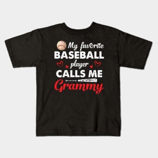 Womens My Favorite Baseball Player Calls Me Grammy Cute Mothers Day Kids T-Shirt